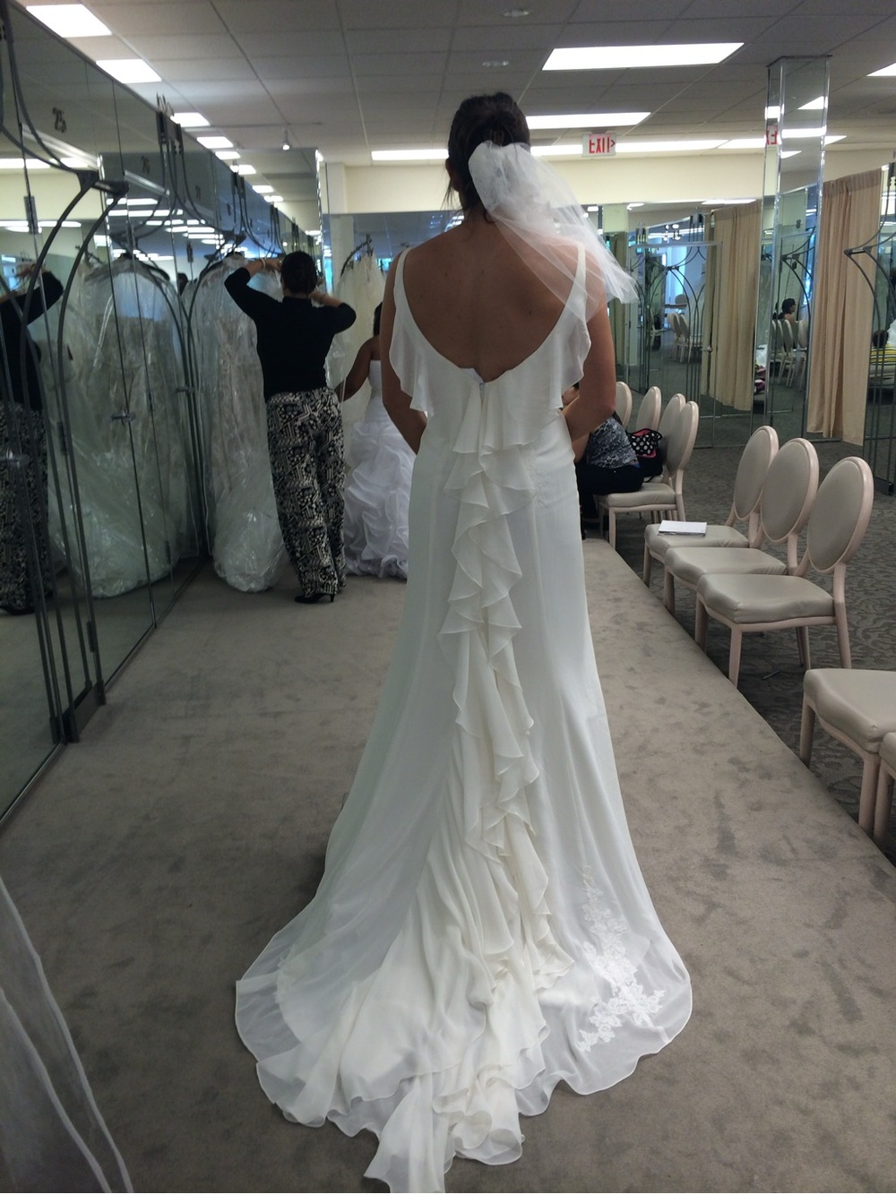 David's Bridal White Lace A-Line Wedding Dress (Sample in Box)
